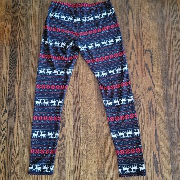 Pink Rose Holiday Tights Reindeer Print Leggings - Picture 8 of 11